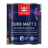 Купить Краска Tikkurila EURO MATT 3 A для стен и потолков, в/д 0,9 л по низкой цене