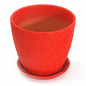 Купить Горшок для цветов с поддоном d15 см красный Винил по низкой цене