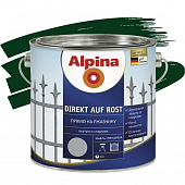 Купить Эмаль Alpina Direkt auf Rost по ржавчине гладкая RAL 6005 зеленая 0,75 л по низкой цене