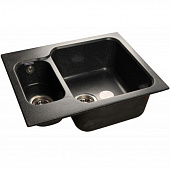 Купить Мойка GranFest Standart GF-S615K кухонная, композитная, черная, двухсекционная 612х495 мм по низкой цене