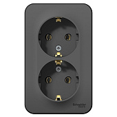 Купить Розетка Schneider Electric Blanca BLNRA010216 двухместная с заземлением и изолирующей пластиной антрацит по низкой цене