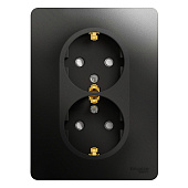 Купить Розетка Schneider Electric Glossa GSL000726 двухместная с заземлением и защитными шторками антрацит по низкой цене