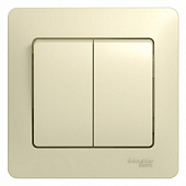 Купить Выключатель Schneider Electric Glossa GSL000252 двухклавишный бежевый по низкой цене