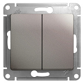 Купить Переключатель Schneider Electric Glossa GSL001265 двухклавишный платина по низкой цене