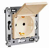 Купить Розетка DKC 4405013 Avanti 2P+E одноместная с заземлением и защитными шторками с крышкой Ванильная дымка по низкой цене