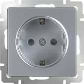 Купить Розетка Werkel WL06-SKGS-01-IP44 одноместная с заземлением и защитными шторками серебряный по низкой цене