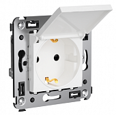 Купить Розетка DKC 4400013 Avanti 2P+E одноместная с заземлением и защитными шторками с крышкой Белое облако по низкой цене