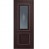 Купить Дверное полотно Profil Doors 28U экошпон темно-коричневое стекло графит молдинг серебро 2000х900 мм по низкой цене