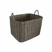 Купить Корзина плетеная с ручками 44х35х30 см полиротанг серый по низкой цене