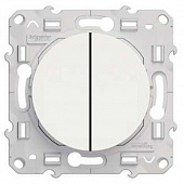 Купить Выключатель Schneider Electric Odace S52R211 двухклавишный с индикатором белый по низкой цене