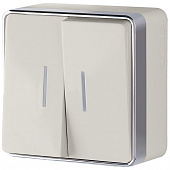 Купить Выключатель Werkel Gallant WL15-03-03 накладной двухклавишный с индикатором Слоновая кость по низкой цене