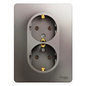 Купить Розетка Schneider Electric Glossa GSL001224 двухместная с заземлением платина по низкой цене