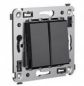 Купить Выключатель DKC 4402104 Avanti двухклавишный Черный квадрат по низкой цене