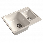 Купить Мойка GranFest Quarz GF-Z09 кухонная, композитная, белая, двухсекционная 620х480 мм по низкой цене