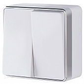 Купить Выключатель Werkel Gallant WL15-03-01 накладной двухклавишный белый по низкой цене