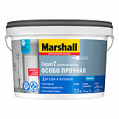 Купить Краска моющаяся латексная матовая Marshall Export-7 белая 2,5 л по низкой цене