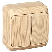 Купить Выключатель Schneider Electric Этюд BA10-002D двухклавишный сосна по низкой цене