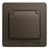 Купить Розетка Schneider Electric Glossa GSL000846 одноместная с заземлением и защитными шторками с крышкой шоколад по низкой цене