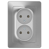 Купить Розетка Schneider Electric Blanca BLNRS000023 двухместная без заземления алюминий по низкой цене