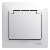 Купить Розетка Schneider Electric Glossa GSL000146 одноместная с заземлением и защитными шторками с крышкой белая по низкой цене
