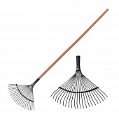 Купить Грабли веерные 39 см оцинкованные деревянный черенок С-662 по низкой цене