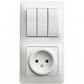 Купить Блок розетки с выключателем Schneider Electric Glossa GSL000176 трехклавишный белый по низкой цене