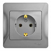 Купить Розетка Schneider Electric Глосса с заземлением с рамкой алюминий по низкой цене