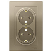 Купить Розетка Schneider Electric AtlasDesign ATN000524 двухместная с заземлением шампань по низкой цене