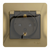 Купить Розетка Schneider Electric Глосса с заземлением с крышкой титан по низкой цене