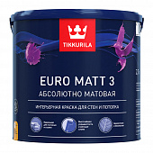 Купить Краска моющаяся латексная матовая TIKKURILA Euro Matt 3 белая 2,7 л по низкой цене
