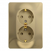 Купить Розетка Schneider Electric Glossa GSL000426 двухместная с заземлением и защитными шторками титан по низкой цене