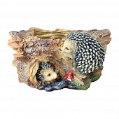 Купить Фигура садовая Пень с двумя ежиками 16 см по низкой цене