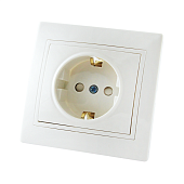 Купить Розетка TDM Electric ТАЙМЫР SQ1814-0019 в рамку с/у, 1 гнездо, с/з и шторками, с крышкой, 16 А, 230 В, IP42, керамика, белая по низкой цене