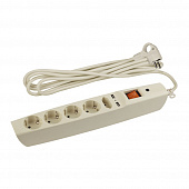 Купить Фильтр сетевой ЭРА SF 5 гнезд + 2 USB 2 м слоновая кость по низкой цене