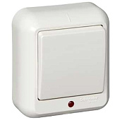 Купить Выключатель Schneider Electric Прима VA1U-111-B одноклавишный с индикатором белый по низкой цене