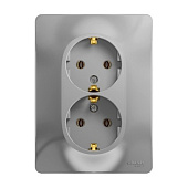 Купить Розетка Schneider Electric Glossa GSL000324 двухместная с заземлением алюминий по низкой цене