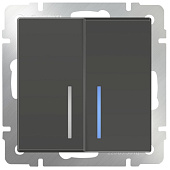 Купить Выключатель Werkel WL07-SW-2G-LED двухклавишный с индикатором серо-коричневый по низкой цене