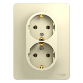 Купить Розетка Schneider Electric Glossa GSL000224 двухместная с заземлением бежевая по низкой цене