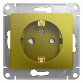 Купить Розетка Schneider Electric Glossa GSL001045 одноместная с заземлением и защитными шторками фисташковый по низкой цене