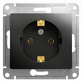 Купить Розетка Schneider Electric Glossa GSL000743 одноместная с заземлением антрацит по низкой цене
