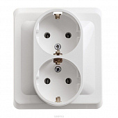 Купить Розетка Schneider Electric Этюд PC16-007B двухместная белая по низкой цене