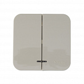 Купить Выключатель двухклавишный Schneider Electric Бланка с подсветкой бежевый по низкой цене