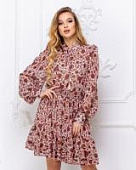 Купить Платье Imperial коричневое с цветочным орнаментом по низкой цене