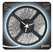 Купить Лента Gauss LED 312000314 5050/60-SMD светодиодная IP20 14,4W 12V DC холодный белый 5 м по низкой цене
