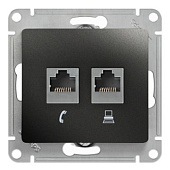 Купить Розетка Schneider Electric Glossa GSL000785 RJ11+RJ45 телефонно-компьютерная двойной антрацит по низкой цене