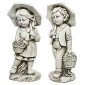 Купить Фигура садовая Мальчик/Девочка с зонтом высота 53 см микс 829883 по низкой цене