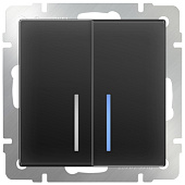 Купить Выключатель Werkel WL08-SW-2G-LED двухклавишный с индикатором черный матовый по низкой цене