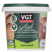 Купить Лак VGT акриловый, для наружных и внутренних работ, матовый бесцветный 0,9 кг по низкой цене
