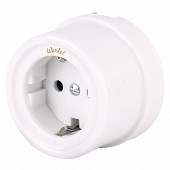 Купить Розетка Werkel Retro WL18-03-02 одноместная с заземлением и защитными шторкам белая по низкой цене