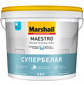 Купить Краска Marshall Maestro Белый потолок Люкс для потолка глубокоматовая белая 4,5 л по низкой цене